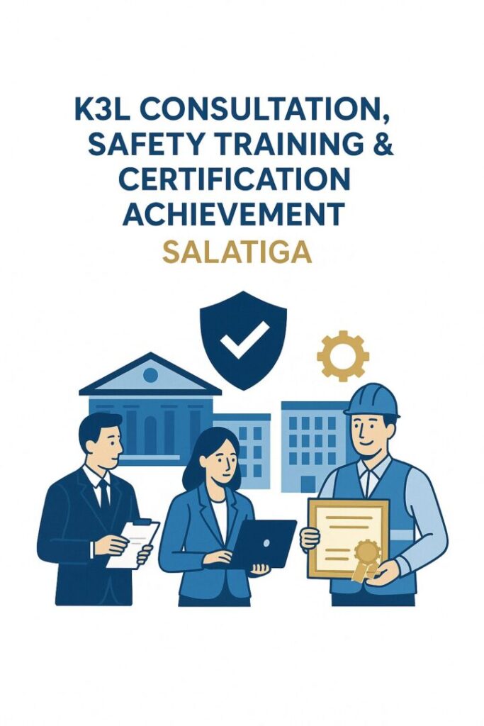 Visualisasi program layanan Kaizen Sortalok di Salatiga menampilkan rangkaian konsultasi, pelatihan teknis, dan sertifikasi K3L, menggambarkan komitmen peningkatan keselamatan kerja yang menyeluruh dengan dukungan sistem proteksi kebakaran modern lewat APAR Salatiga.