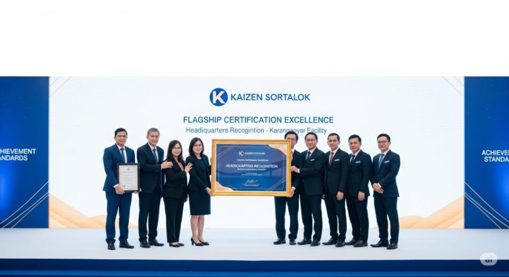 Manajemen Kaizen Sortalok menerima penghargaan “Flagship Certification Excellence” sebagai pengakuan fasilitas kantor pusat dengan layanan APAR Karanganyar.