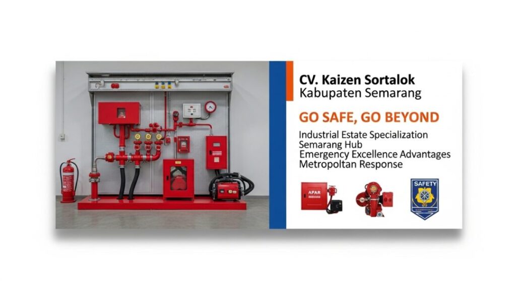 Banner promosi APAR Kabupaten Semarang dari CV. Kaizen Sortalok yang fokus pada instalasi sistem pompa hidran industri.