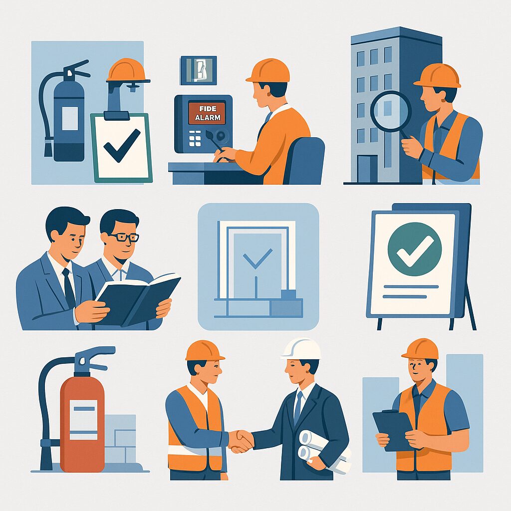 Checklist penilaian Kontraktor LABS Solo mencakup pengecekan fire alarm, APAR, inspeksi bangunan, verifikasi dokumen, dan evaluasi teknis