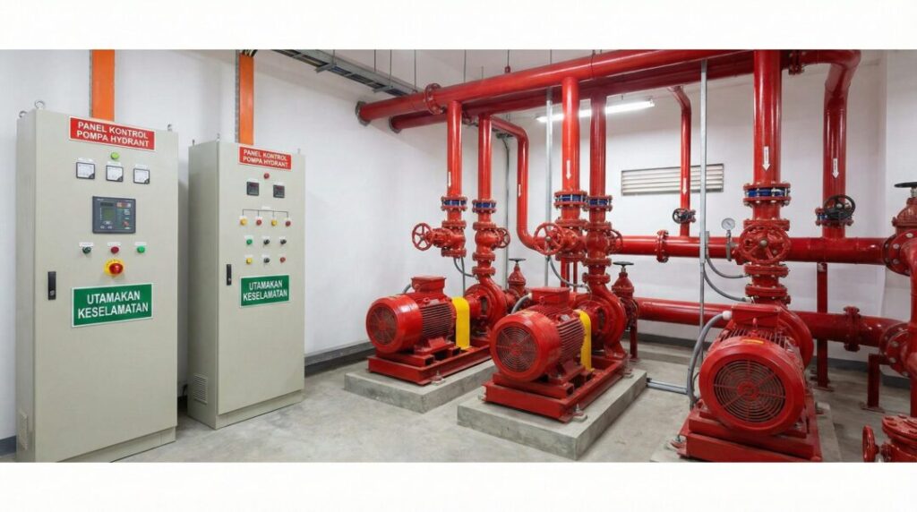 Instalasi ruang pompa hydrant standar Indonesia karya Kontraktor LABS Jawa Tengah.