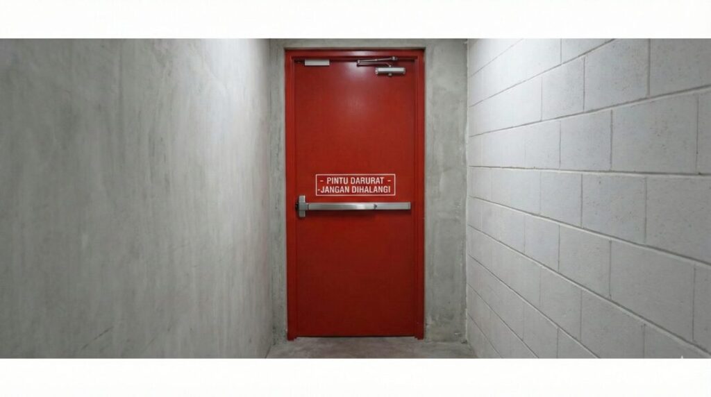 Pintu tahan api dengan rambu K3 yang dipasang Kontraktor LABS Jawa Tengah.